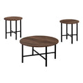 Monarch Specialties Coffee Set of 3 for Living Room Round Metal Legs includes Cocktail 2 End Ocassional Table Set, Brown