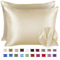 Shopbedding Luxury Satin Pillowcase For Hair - Queen Satin Pillowcase With Zipper, Ivory (Pillowcase Set Of 2) - Blissford