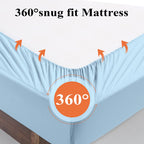 Bamboo Viscose Fitted Sheet 1 Pack Queen Size Only,400 Thread Count,8-16'' Deep Pocket,Bottom Sheet Colorfast Soft & Silky & Bre