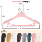 Dedu Suit Hangers For Men 10 Pack, Extra Wide Hangers Non Slip Width 17.7'', Pink Coat Hangers Thick Plastic With Pants Bar 360