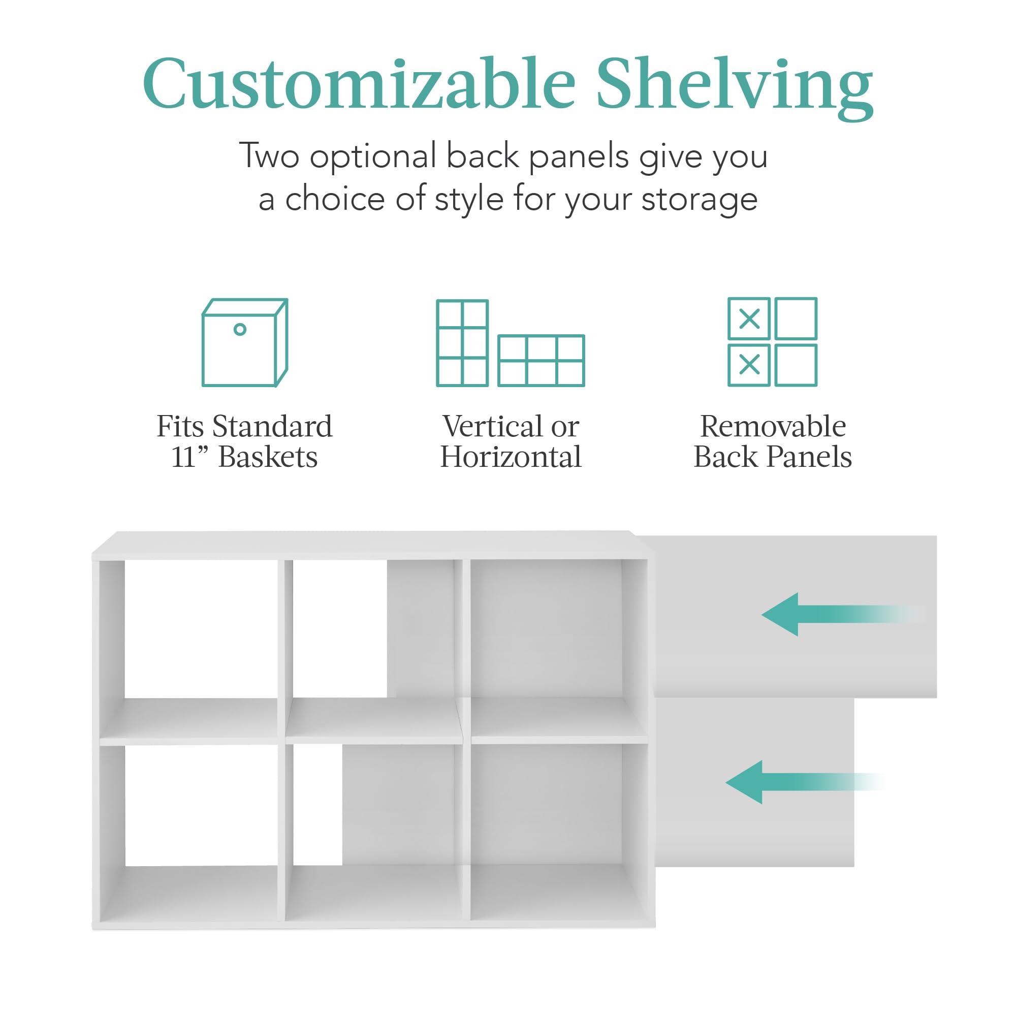Best Choice Products 6-Cube Storage Organizer, 11In Shelf Opening, Bookcase, Display Shelf, Customizable W/ 3 Removable Back Panels – White