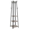 VASAGLE Coat Rack, Coat Stand with 3 Shelves, Hall Tree Free Standing with Hooks for Scarves, Bags, Umbrellas, Steel Frame, Indu