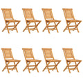 vidaXL Folding Patio Chairs - Set of 8 - Solid Teak Wood - Outdoor Seating for Garden/Patio/Deck - Brown - Supportive Backrest - Slatted Design - 18.5"x24.8"x35.4"