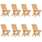 vidaXL Folding Patio Chairs - Set of 8 - Solid Teak Wood - Outdoor Seating for Garden/Patio/Deck - Brown - Supportive Backrest - Slatted Design - 18.5"x24.8"x35.4"