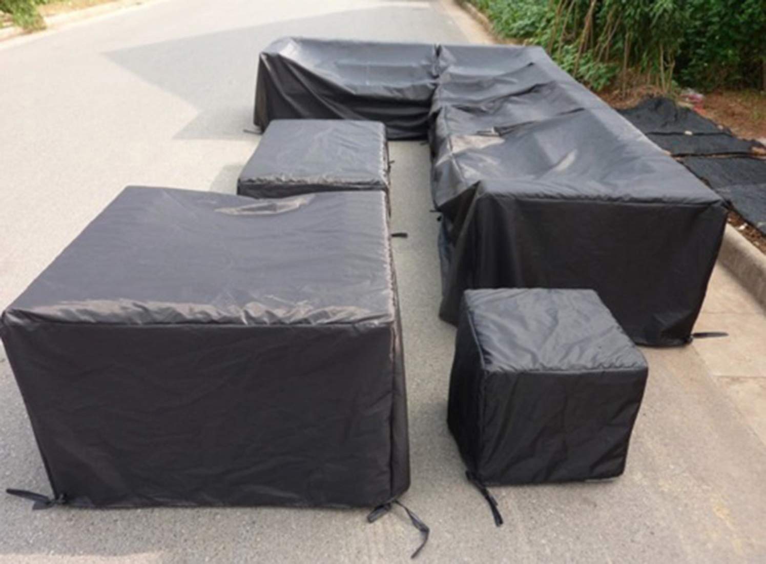 Flr 126Inches Patio Table Cover Veranda Rectanguler Black Waterproof Outdoor Dinner Protector Dust-Proof Table Desk Cover Furnit