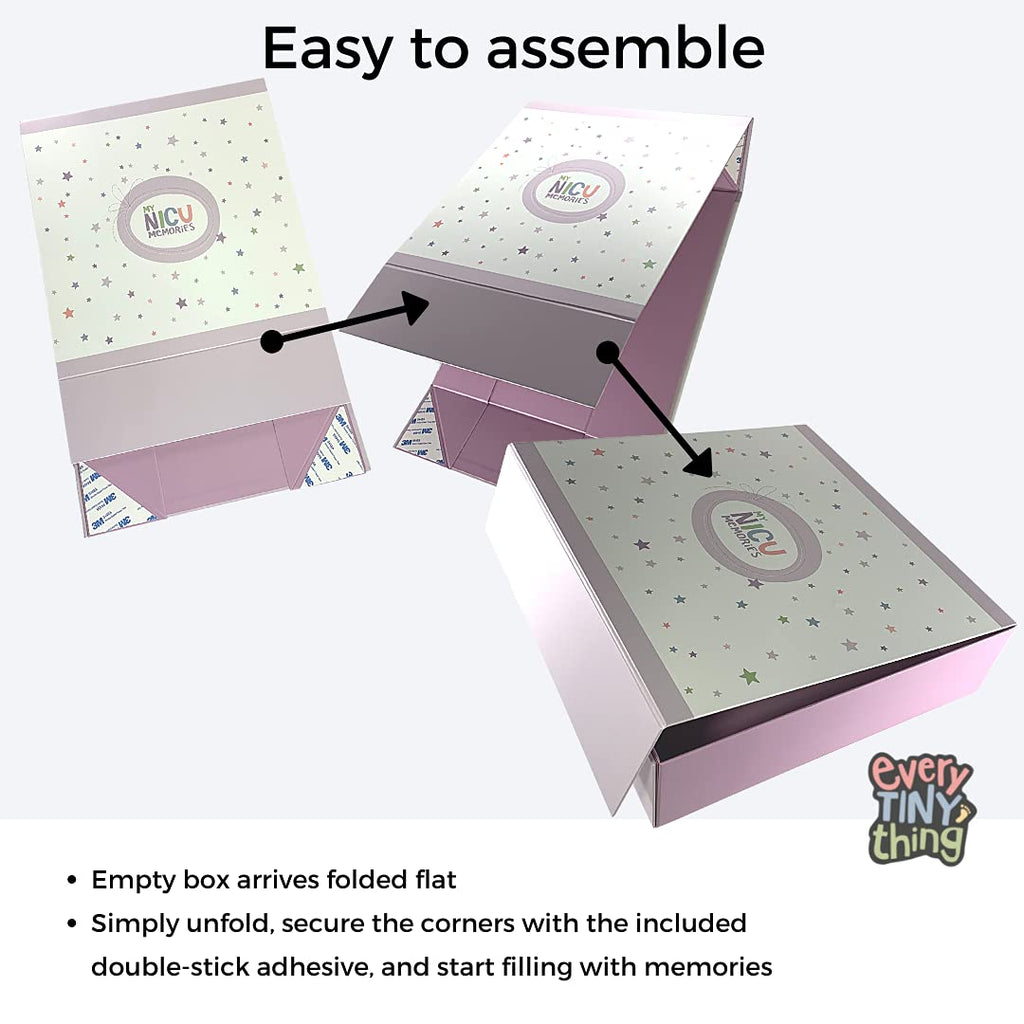 'My Nicu Memories'' Keepsake Box - Magnet Closure Box For Storing Nicu Memorabilia (White, Large)