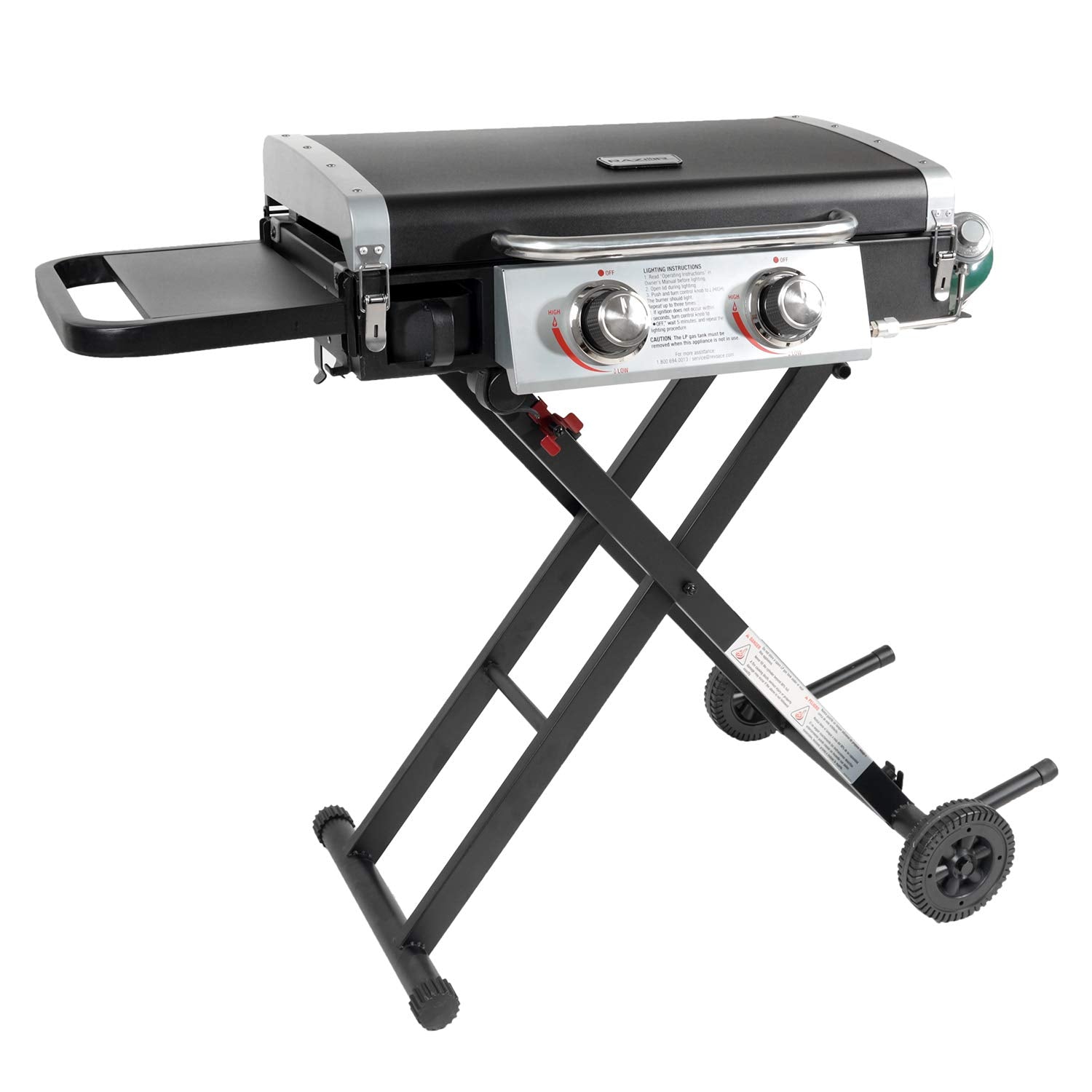 Razor Griddle Ggc2030M 25 Inch Outdoor 2 Burner Portable Lp Propane Gas Grill Griddle With Top Cover, Wheels, & Storage Shelf Fo