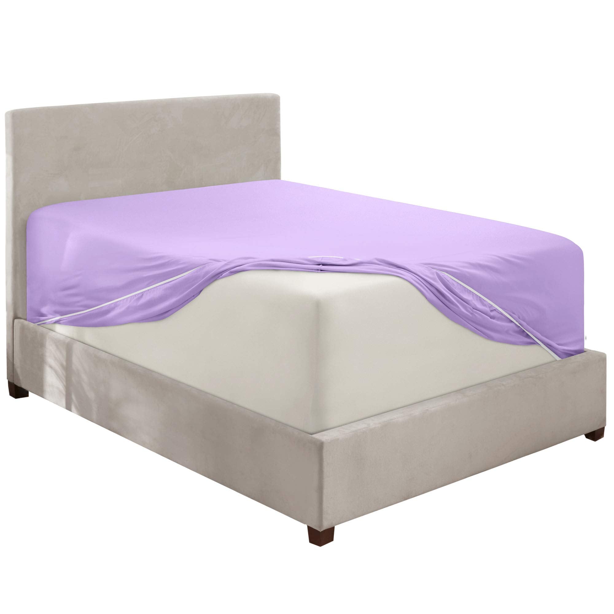 Nestl Lavender Fitted Sheet Queen Size, Extra Deep Pocket Queen Fitted Sheet Only, 1800 Microfiber Fitted Bed Sheet, Ultra Soft Fitted Queen Sheet Fits Up To 24 Inch Mattress - Queen Size Fitted Sheet