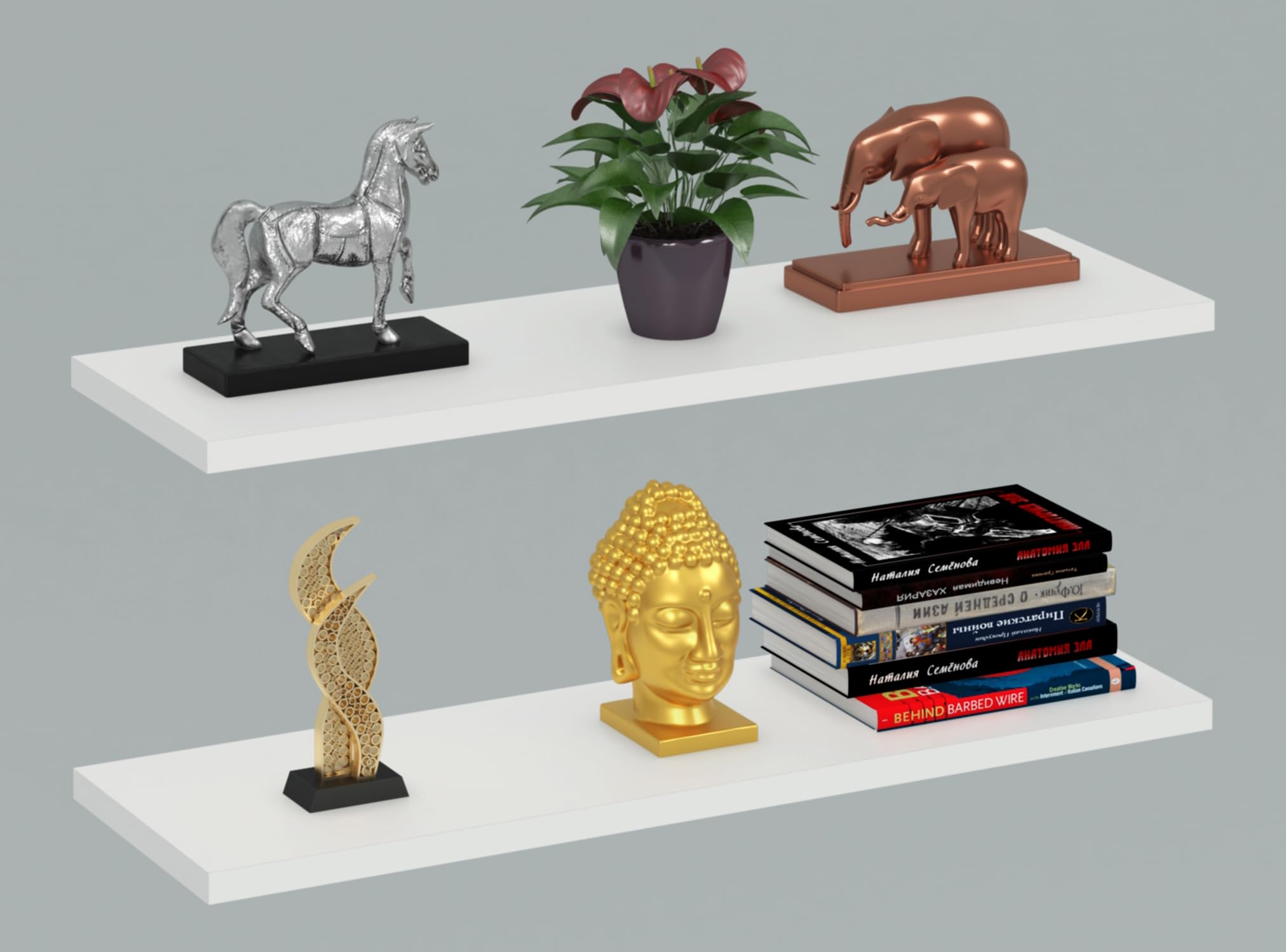 Wall Mounted Floating Shelves White, 40X12 Cm, Set Of 2 Living Room Shelf,