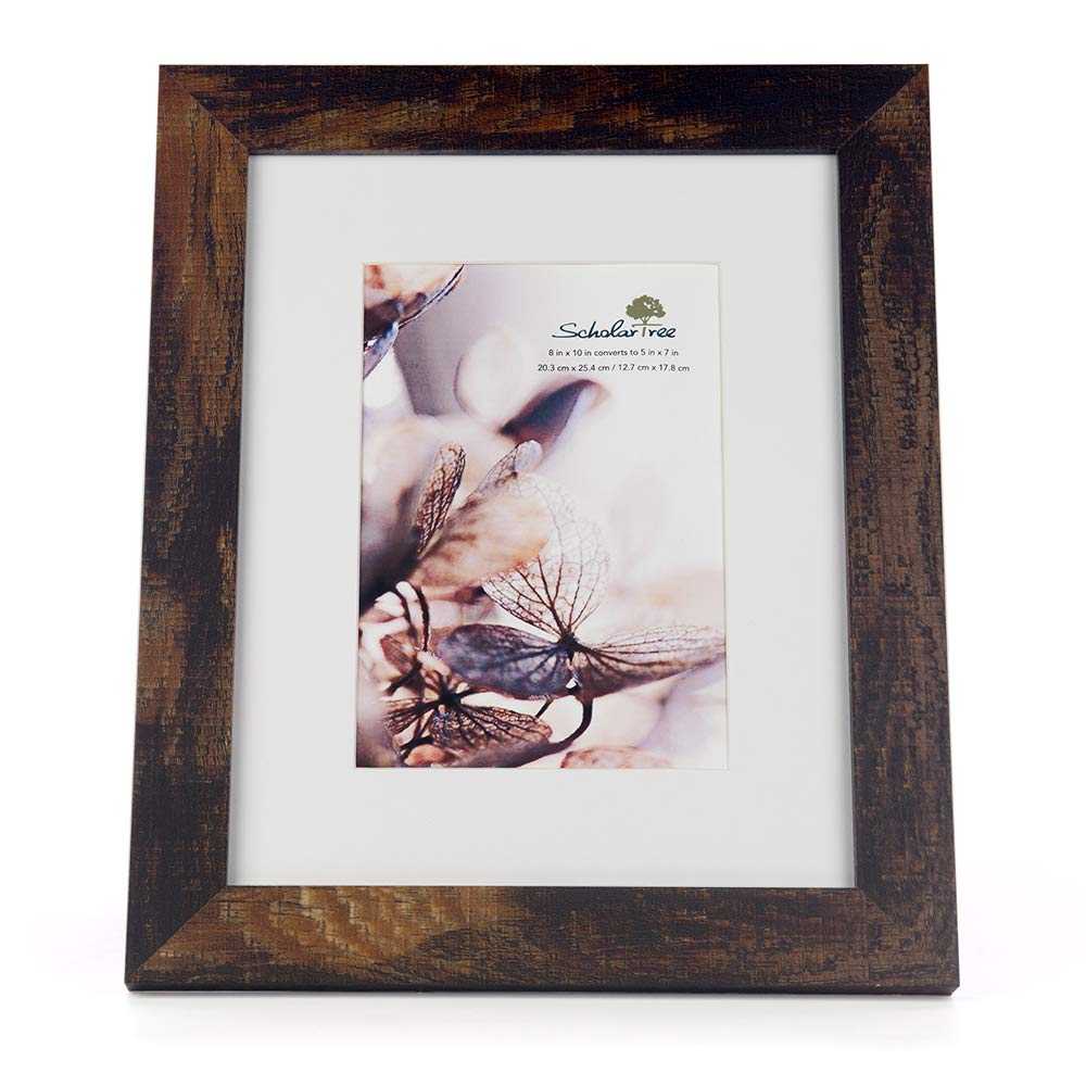 Scholartree brown 8x10 Picture Frame with Mat,Display 8x10 without Mat or 5x7 with Mat