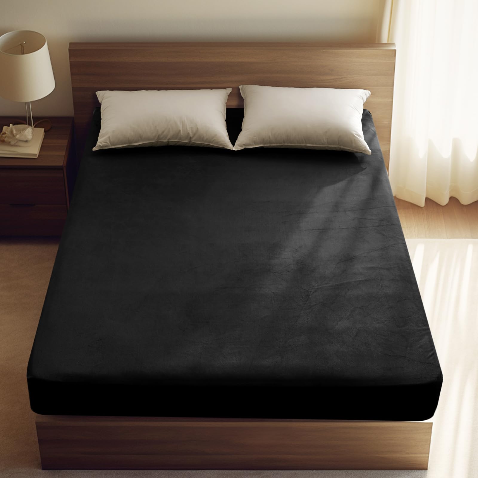 Phf Ultra Soft Velvet Fitted Sheet Twin Size, 16' Deep Pocket With Wider Stronger Elastic Band, Easy Fit Easy Care, 1 Pack Cozy