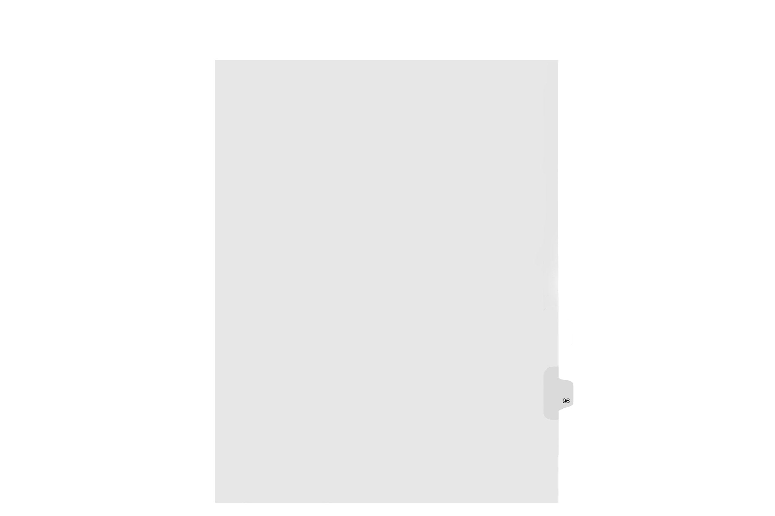 Kleer-Fax Letter Size Individually Numbered 1/25Th Cut Side Tab Index Dividers, 25 Sheets Per Pack, White, Number 96 (91096)