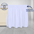 Purefit Wrap Around Ruffled Bed Skirt With Adjustable Elastic Belt - 22 Inch Drop Easy To Put On, Wrinkle Free Bedskirt Dust Ruffles, Bed Frame Cover For Queen, King And C-King Size Beds, White