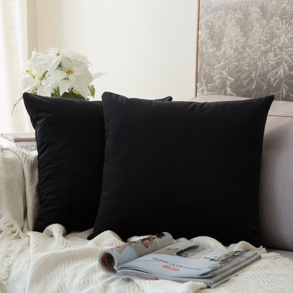 Miulee Pack Of 2, Velvet Soft Solid Decorative Square Throw Pillow Covers Set Cushion Cases Pillowcases For Home, Sofa Bedroom C