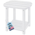 LZRS Outdoor Side Table - 2-Tier Adirondack HDPE Patio End Table for Pool, Porch,Balcony & Backyard,Weather Resistance for Indoo