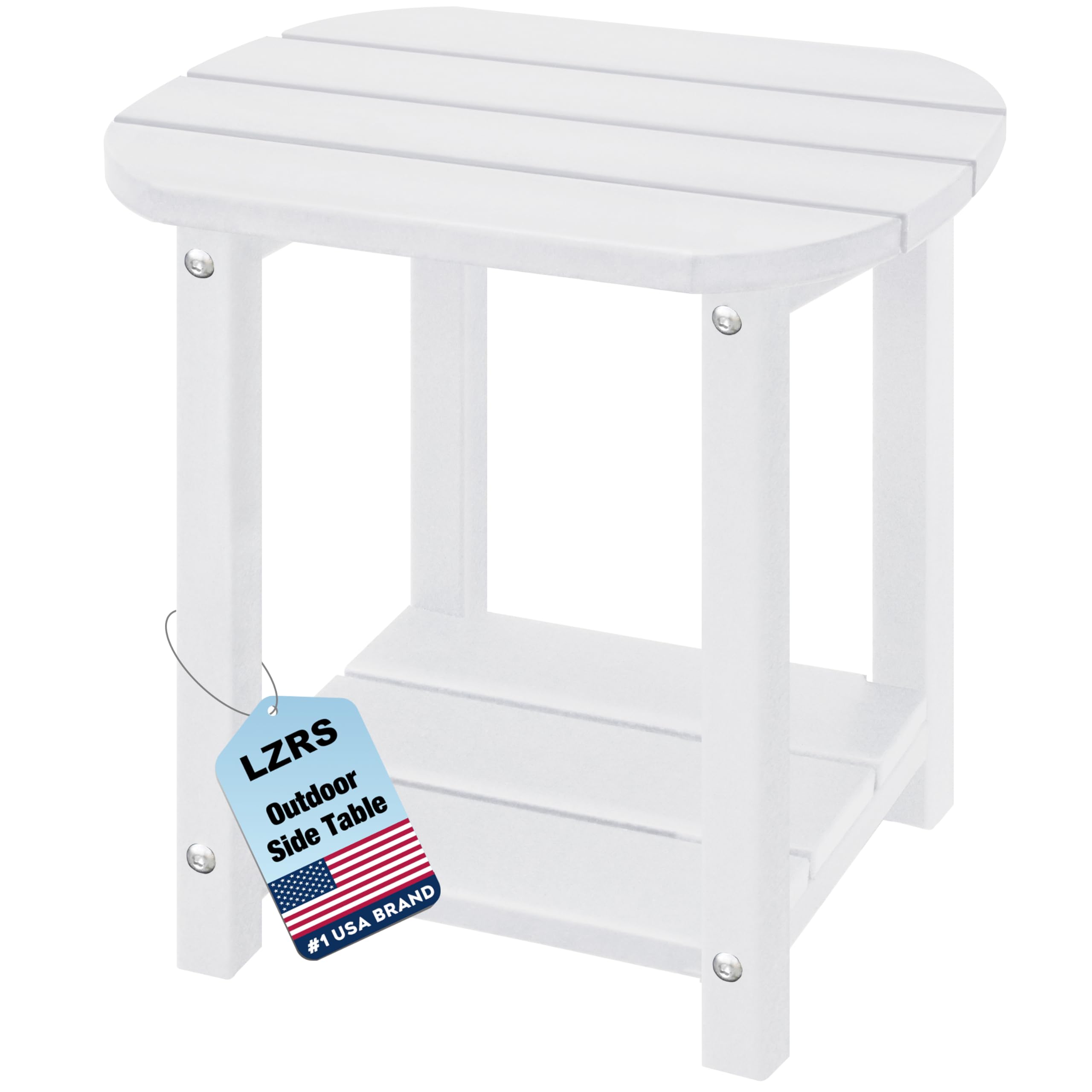 LZRS Outdoor Side Table - 2-Tier Adirondack HDPE Patio End Table for Pool, Porch,Balcony & Backyard,Weather Resistance for Indoo
