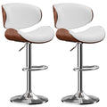 Aowos Bar Stools Set of 2, Adjustable Swivel Leather Bar Stools for Kitchen Island, Mid Century Modern Counter Height Bar Chairs