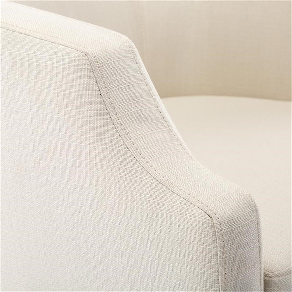 Comfort Pointe Infinity White Linen Fabric Upholstered Modern Swivel And Rocker Barrel Chair