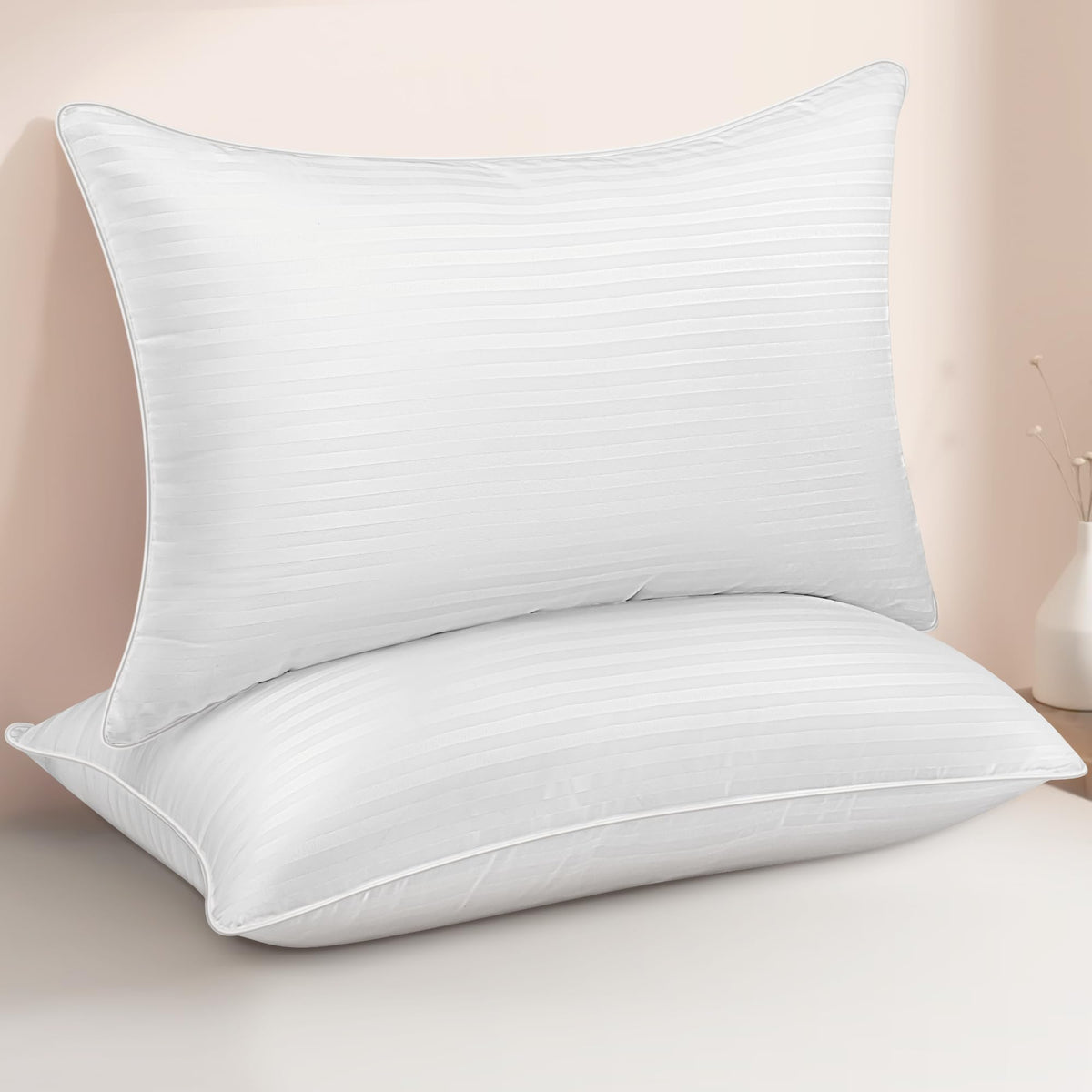 Heycuzi Queen Size Bed Pillows Set Of 2 - Premium Down Alternative Cooling Pillows For Side, Back, And Stomach Sleepers Hotel Qu