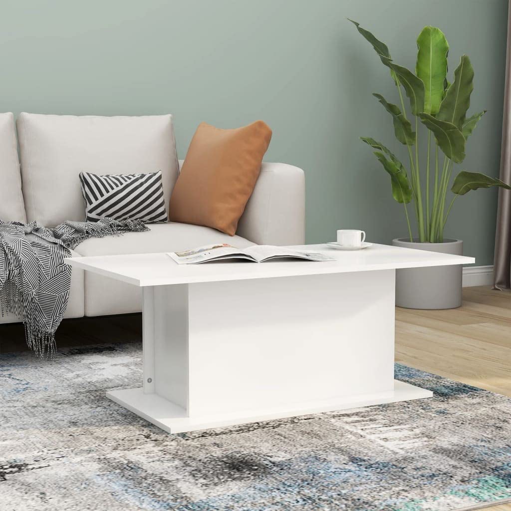 vidaXL White Coffee Table 102x55,5x40 cm Particleboard