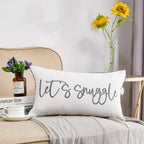 Sunkifover Decorative Lumbar Pillow Covers 12X20 Inches, Soft Solid Rectangular Embroidered Rectangle Pillow Case With Let'S Snu