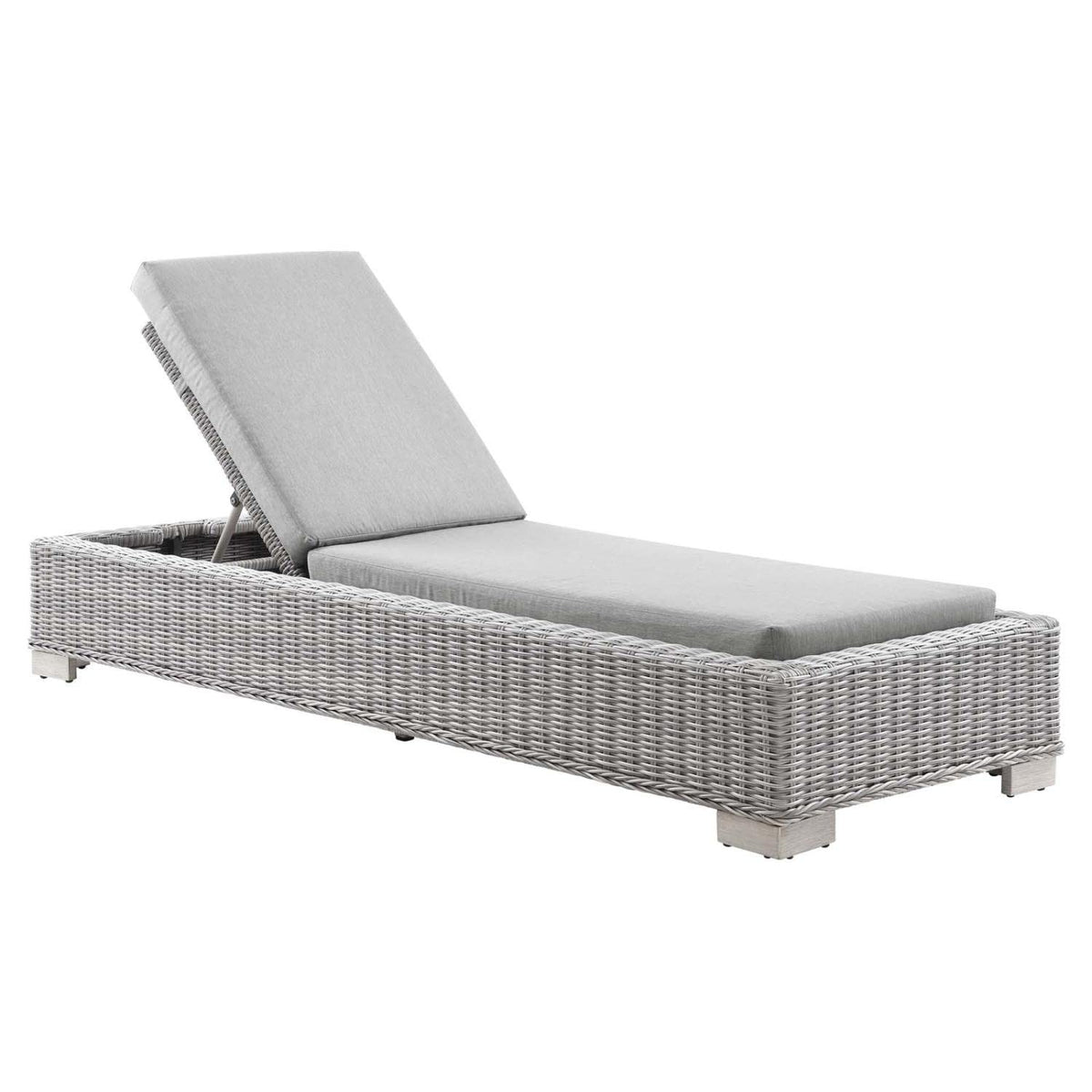 Conway Outdoor Patio Wicker Rattan Chaise Lounge in Light Gray Gray