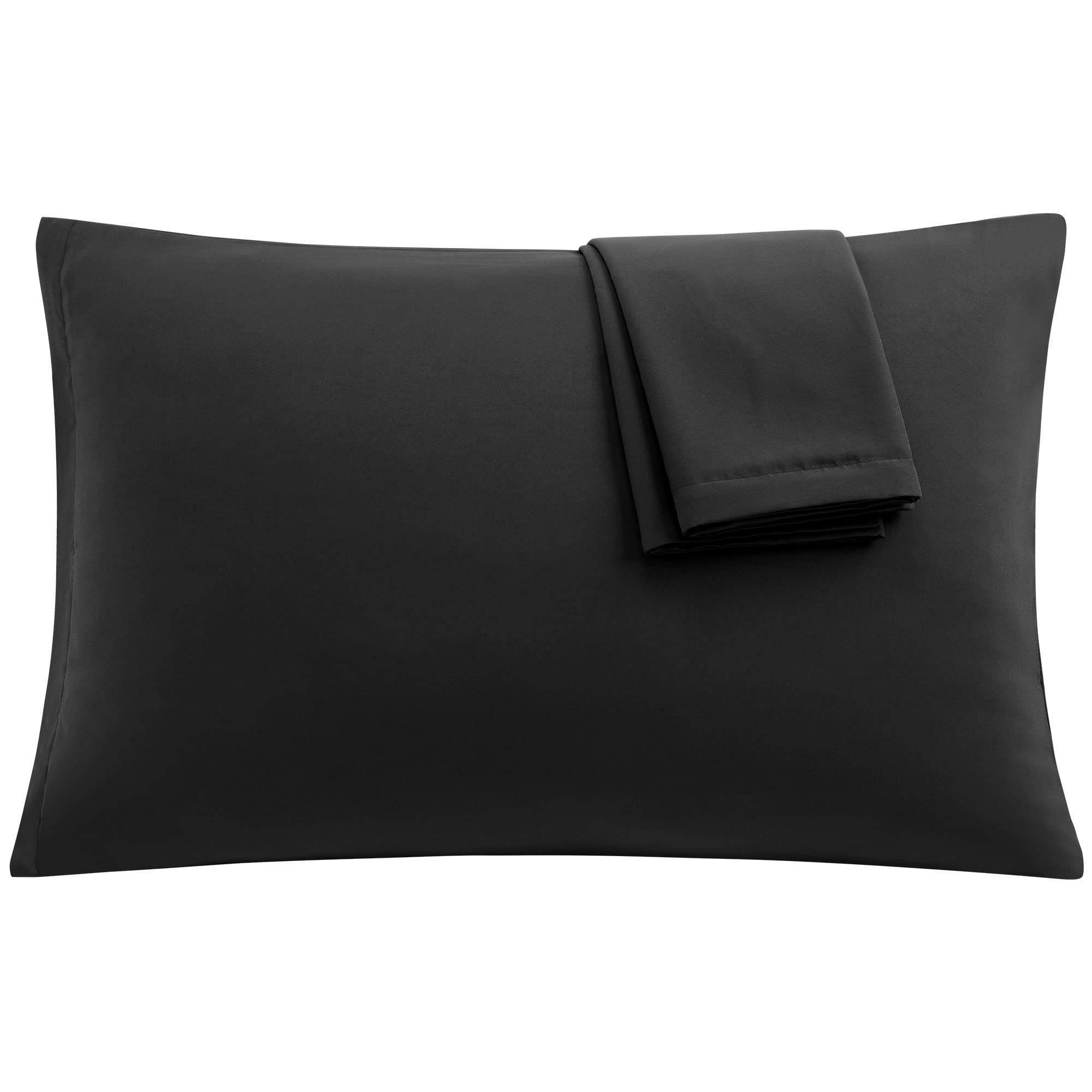 Uxcell 2 Pack Pillow Cases Soft 1800 Series Microfiber Pillowcases Set With Zipper Standard(20'X26') Black
