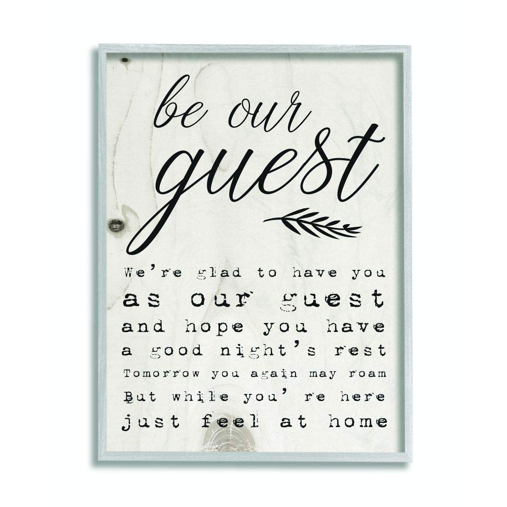 Stupell Industries Be Our Guest Poem Cursive Grey Framed Wall Art, 16 x 20, Design by Artist Daphne Polselli