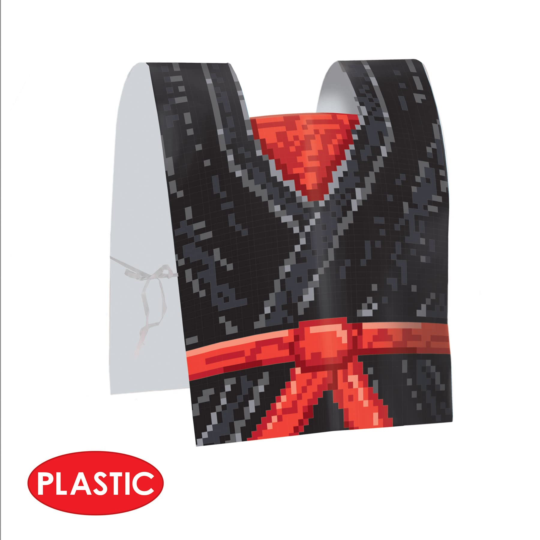 Beistle Plastic 8-Bit Ninja Vest, Full, Red/Black/Gray