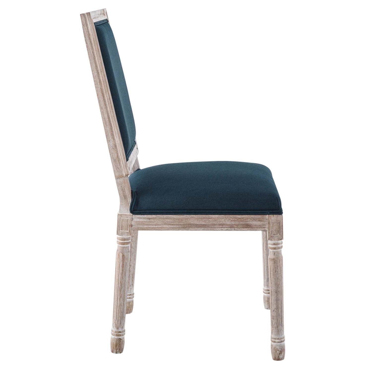 Modway Court French Vintage Upholstered Fabric Dining Chair in Natural Blue 22.5 x 19.5 x 38.5