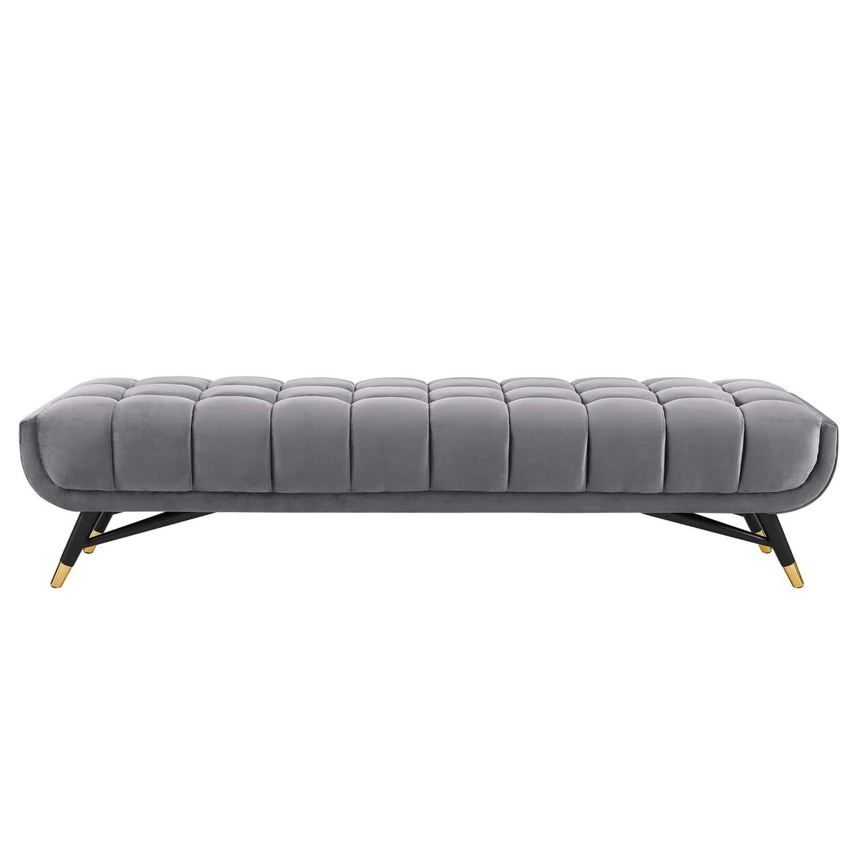 Modway Adept Mid-Century Modern Velvet Upholstered Tufted Accent Bench In Gray