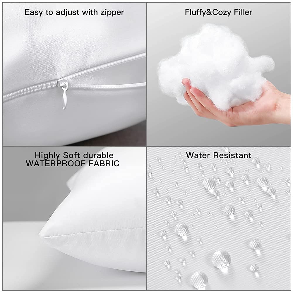 Otostar Waterproof Throw Pillow Insert Water Resistant Outdoor Pillow Insert 20X20 Inch Premium Pillow Stuffer Sham Square Decor