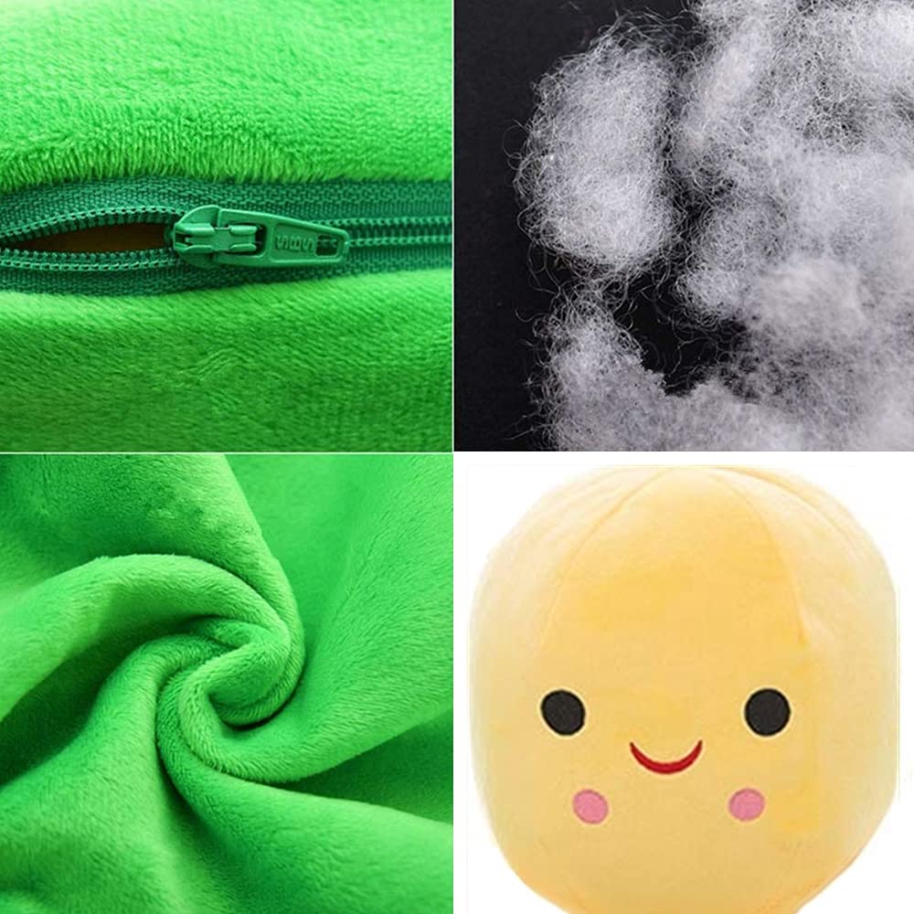 Giant Peas In A Pod Plush Toy Pea Pod Pillow Cute Pea Stuffed Toys Plant Doll Various Sizes (Yellow Beans,27.5'/70Cm)