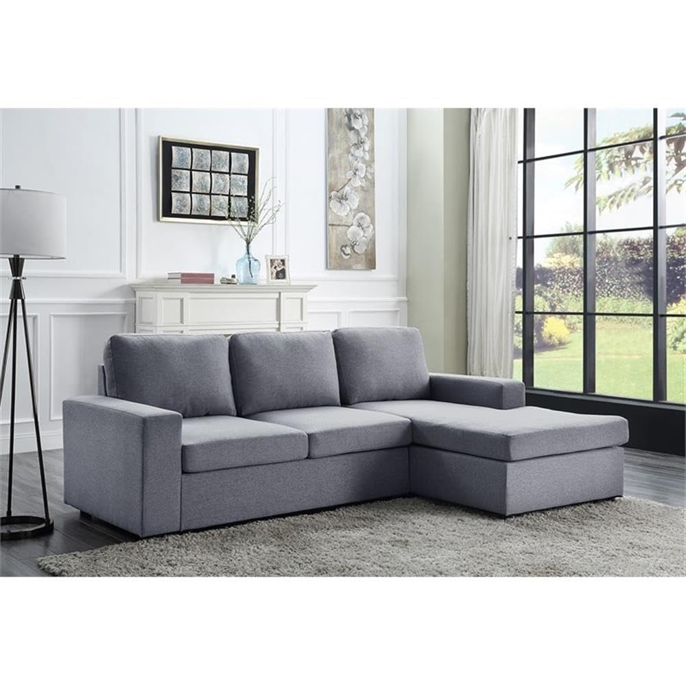 Lilola Home Newlyn Light Gray Linen Reversible Sectional Sofa Chaise