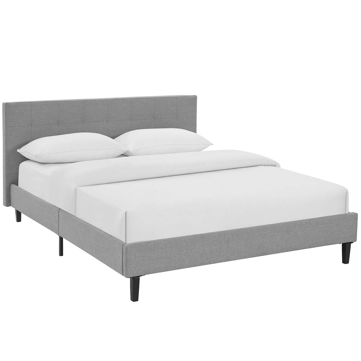 Modway Linnea Upholstered Light Gray Queen Platform Bed With Wood Slat Support