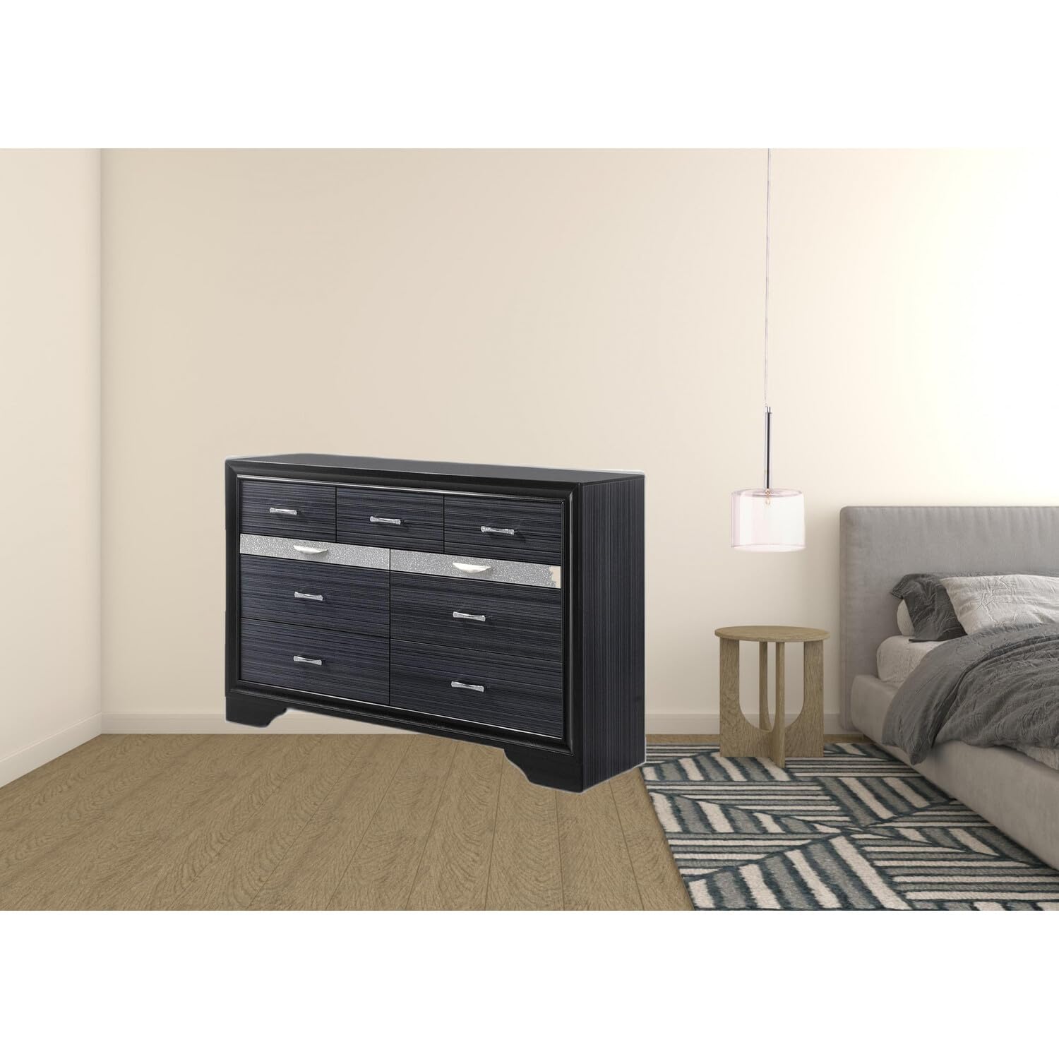 HomeRoots 63' Black Manufactured Wood Nine Drawer Gentlemans Chest