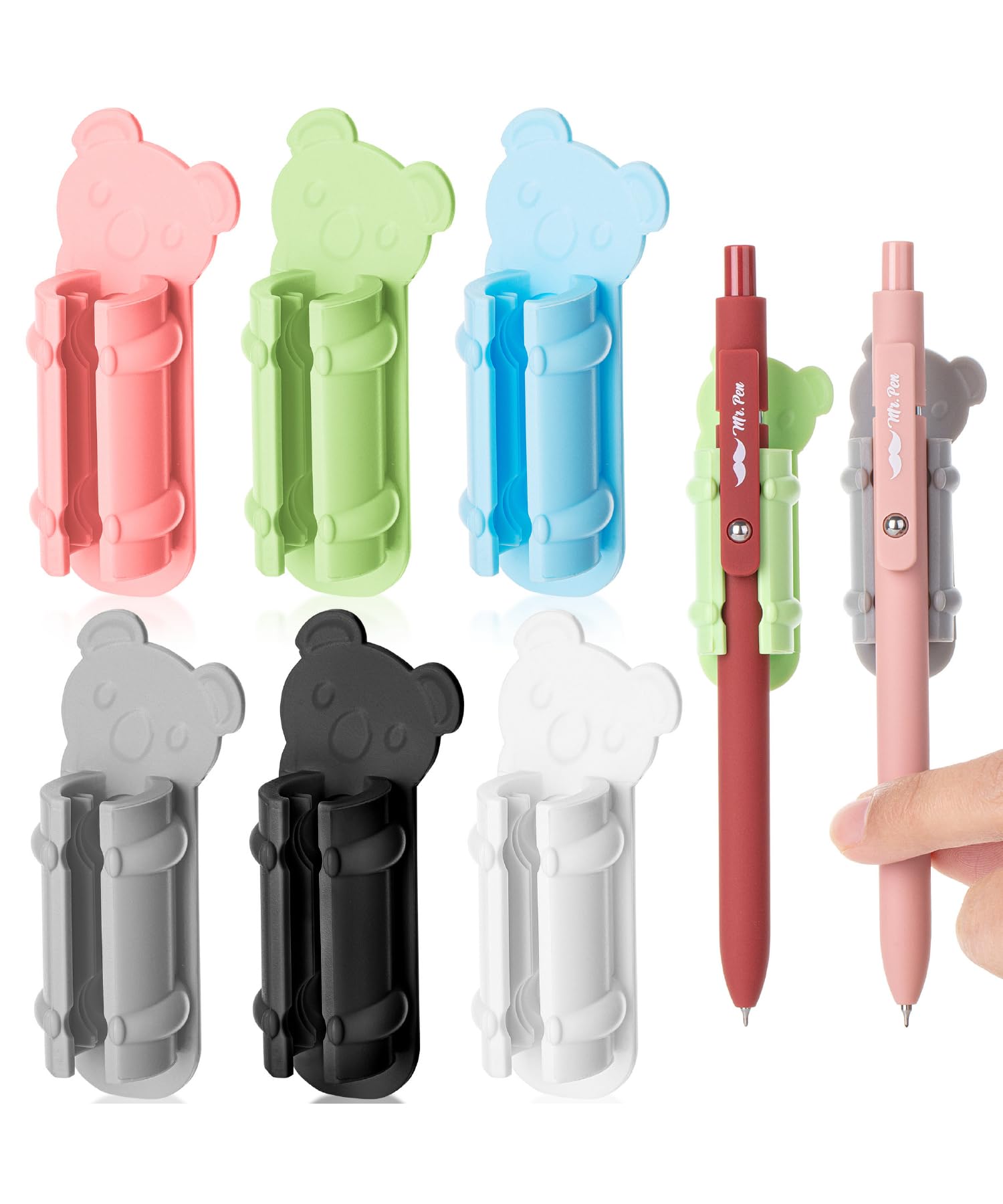 Mr. Pen- Adhesive Pen Holders, 6 Pack, Colorful Koala Shaped Silicone Pen Holder For Wall, Pencil Clips Compatible With 0.27'-0