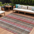 8 X 10 Red Pink And Pewter Plaid Washable Indoor Outdoor Area Rug
