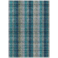 10 X 14 Teal Blue Navy Blue And Olive Green Plaid Washable Indoor Outdoor Area Rug