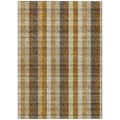 5 X 8 Wheat Ivory And Brown Plaid Washable Indoor Outdoor Area Rug