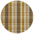 8 Wheat Ivory And Brown Round Plaid Washable Indoor Outdoor Area Rug