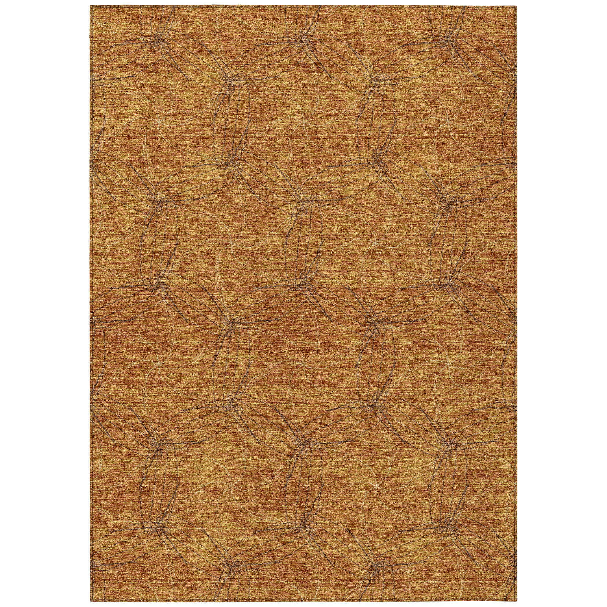 9 X 12 Copper And Ivory Geometric Washable Indoor Outdoor Area Rug