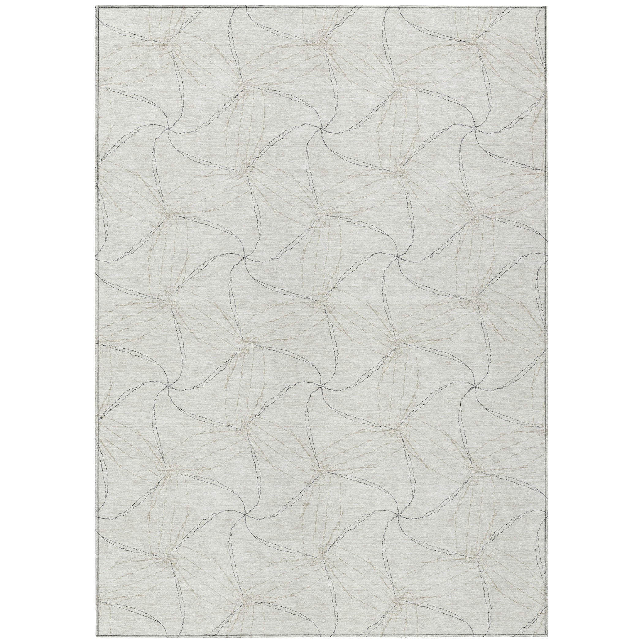 5 X 8 Ivory And Taupe Geometric Washable Indoor Outdoor Area Rug