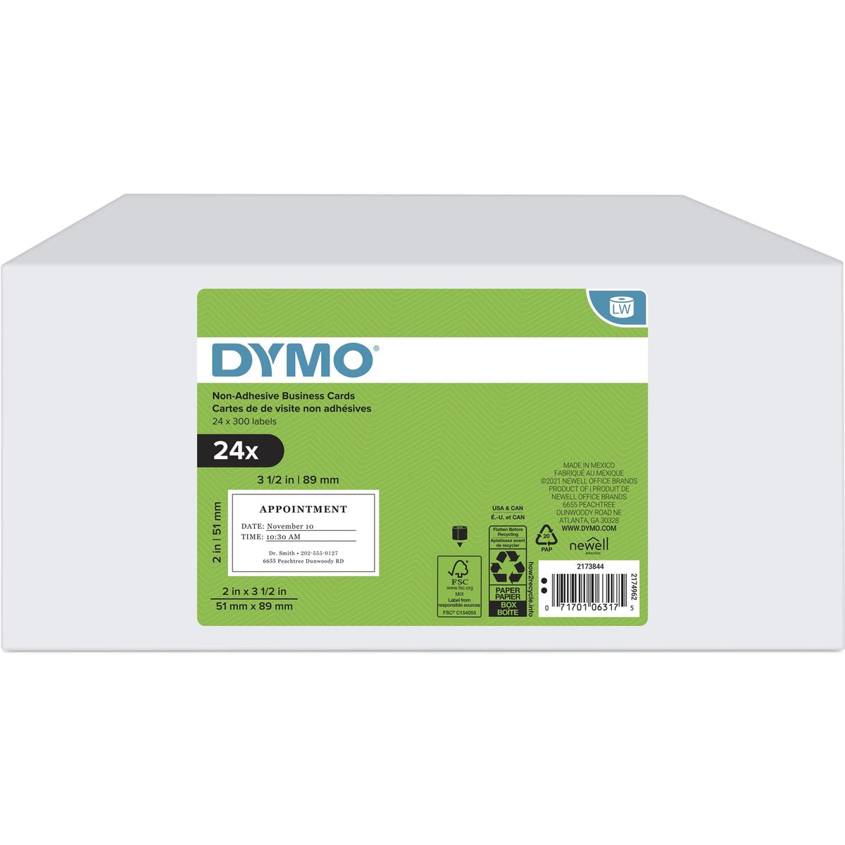 Rubbermaid Dymo LabelWriter Business Card Label