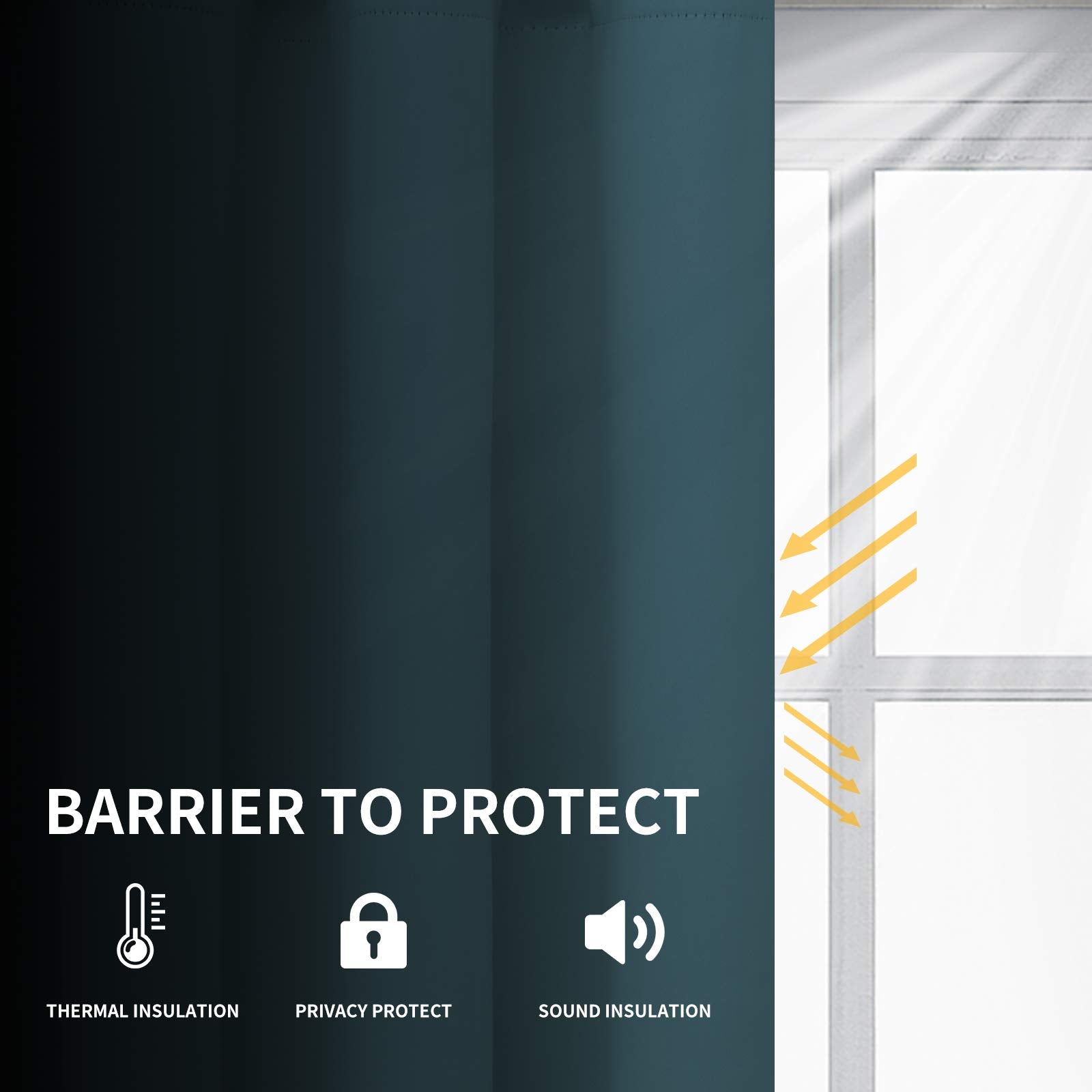 Easy-Going Blackout Curtains For Bedroom, Solid Thermal Insulated Grommet And Noise Reduction Window Drapes, Room Darkening Curtains For Living Room, 2 Panels(52X84 In,Bluestone)