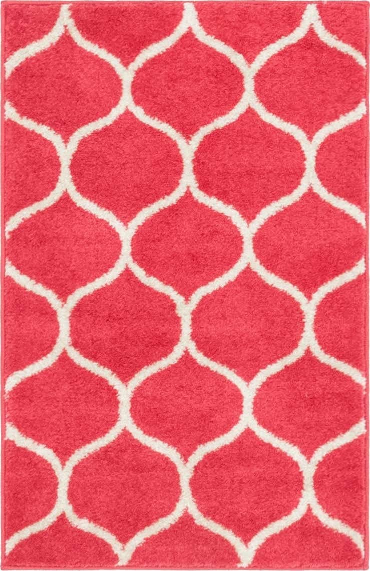 Unique Loom Trellis Frieze Collection Area Rug - Rounded (2 x 3 1, Pink/ Ivory)