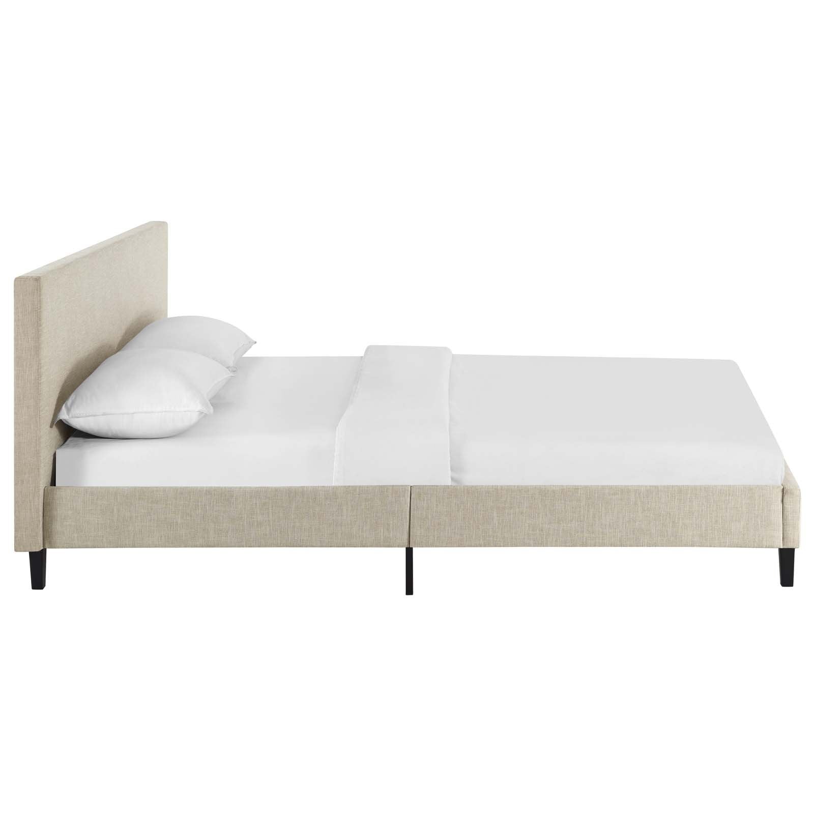 Modway Anya Upholstered Beige Full Platform Bed With Wood Slat Support