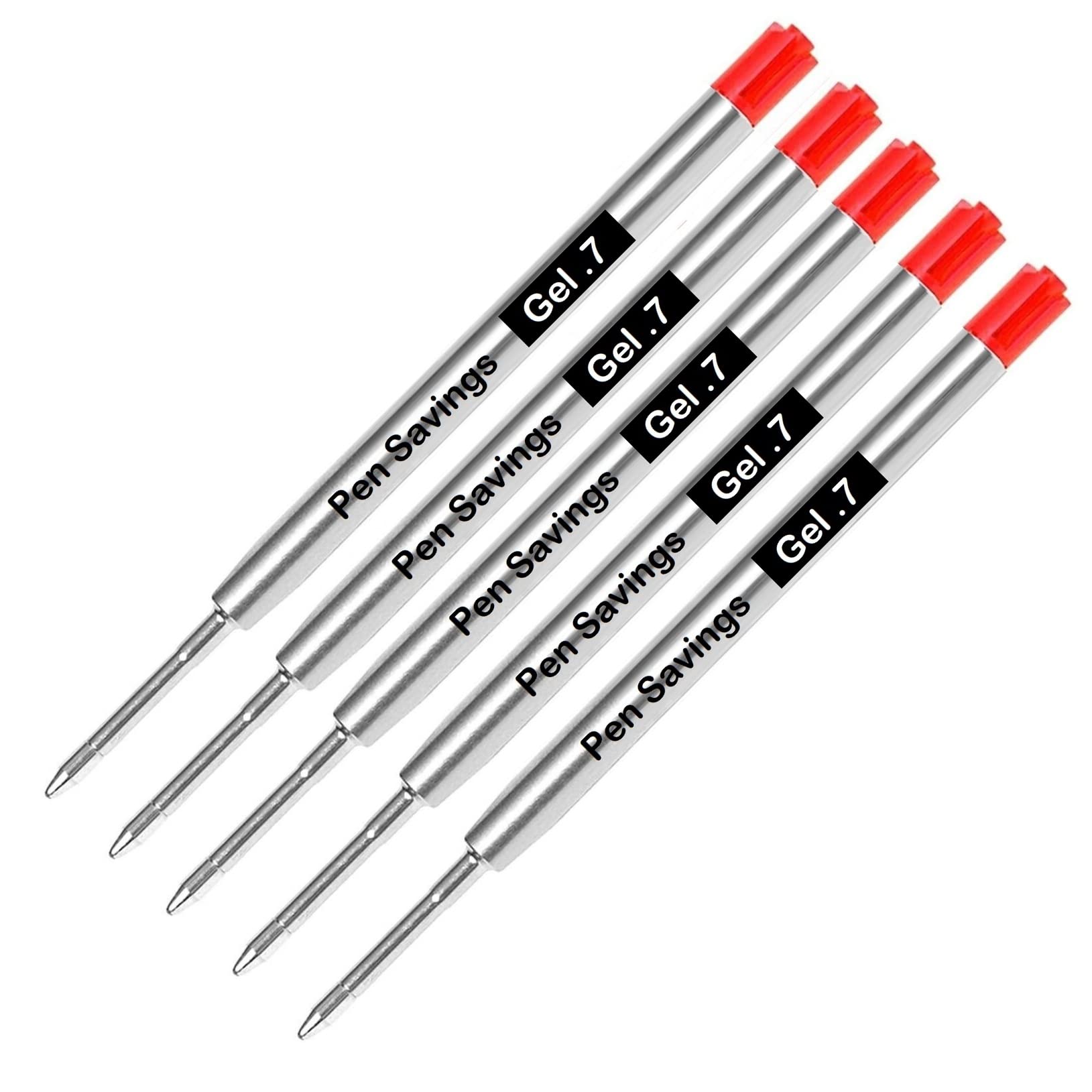 5 Pack, Pen Savings Gel Pen Refills Compatible With Parker Ballpoint Pens, 7Mm, Smooth Writing, Frictionless Flow (Bulk Packed)