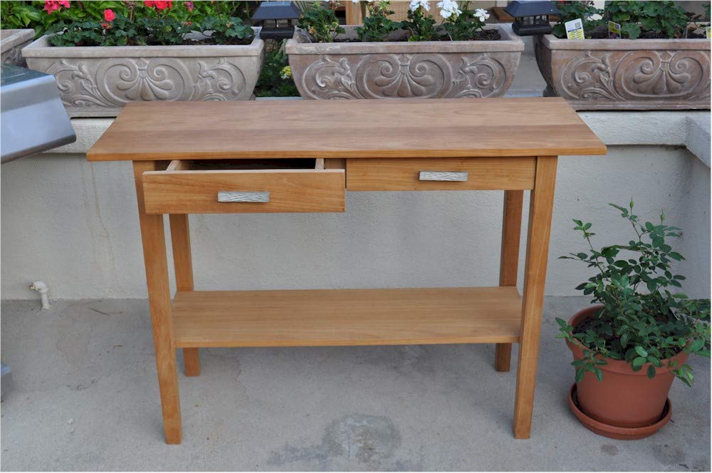 Anderson Teak Rectangular Serving Table with Two Drawers and One Shelf