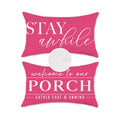 Tajwe Pink Outdoor Pillow Covers Waterproof 12X20 Set Of 2 Decorative Welcome To Our Porch Stay Awhile Cushion Cases For Patio F